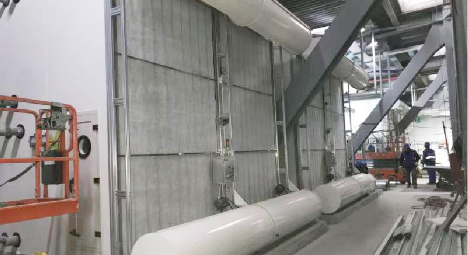 德淮半導體新建車間 卷簾過濾器安裝現(xiàn)場（自動控制卷簾過濾棉更換）